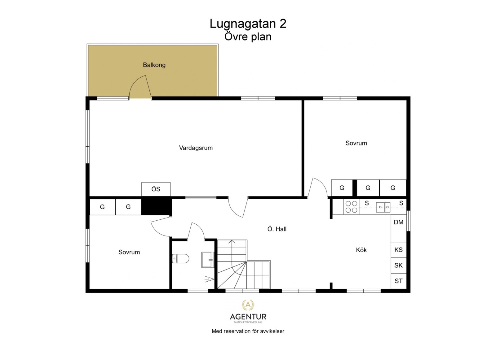 Planritning-Övre plan Lugnagatan 2