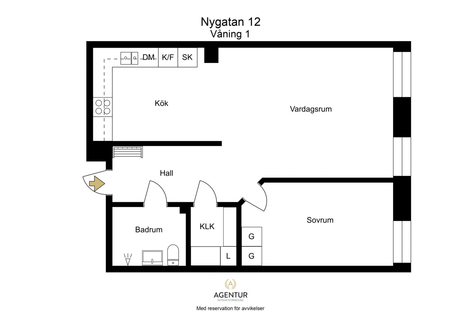 2D Floor Plan - Våning 1 - Letterhead Nygatan 12