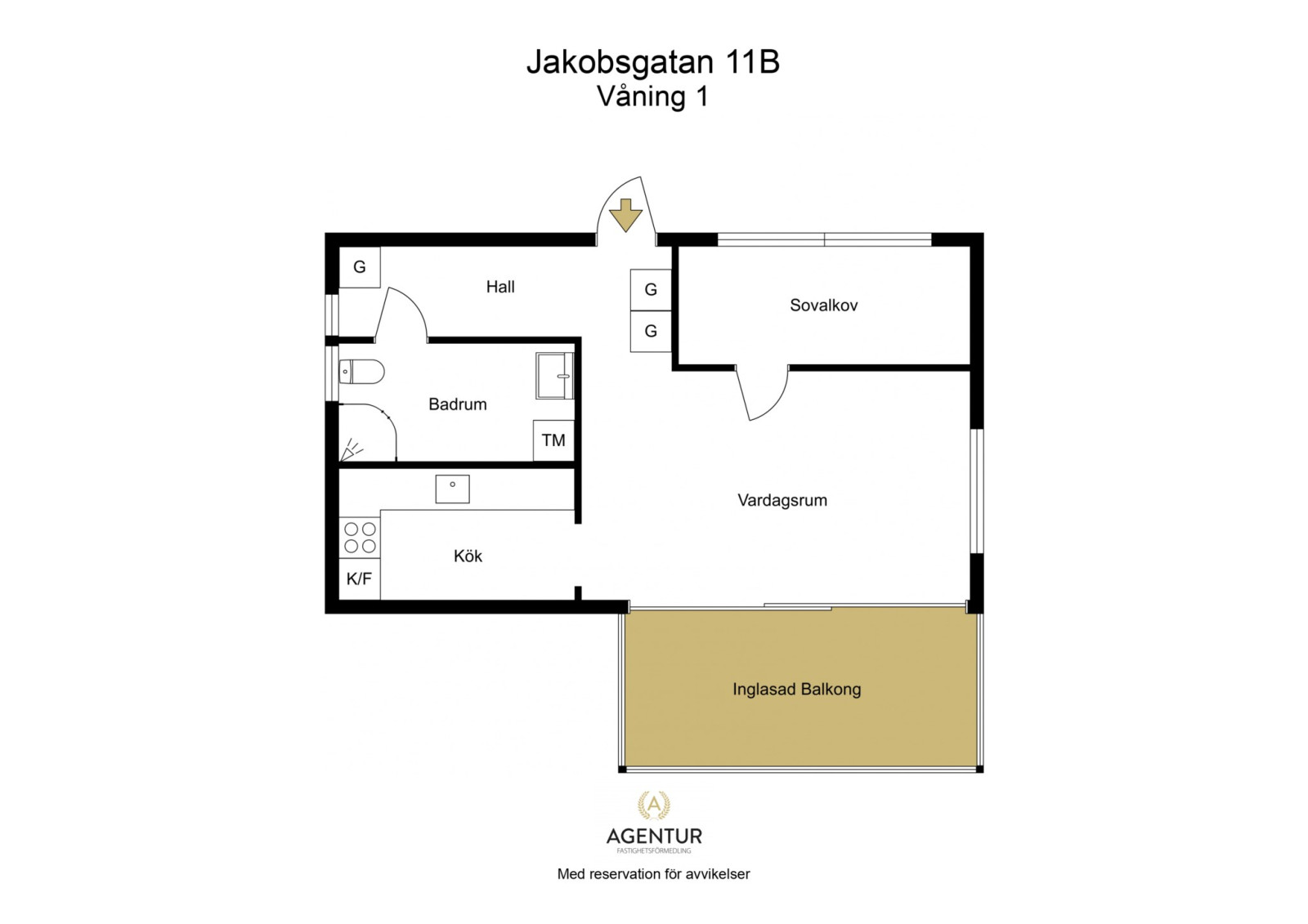 2D Floor Plan - Våning 1 - Letterhead Jakobsgatan 11B