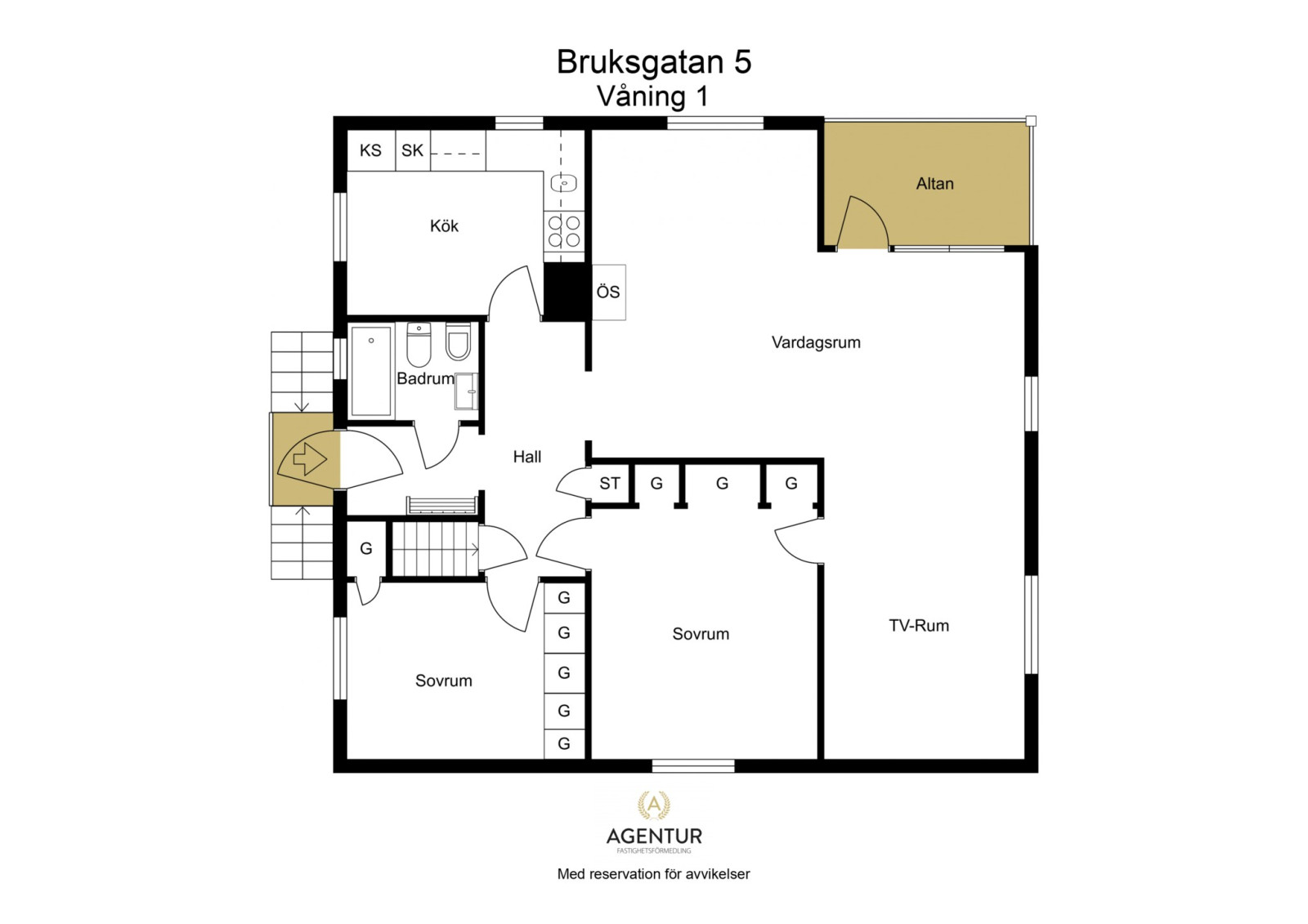 2D Floor Plan - Våning 1 - Letterhead Bruksgatan 5