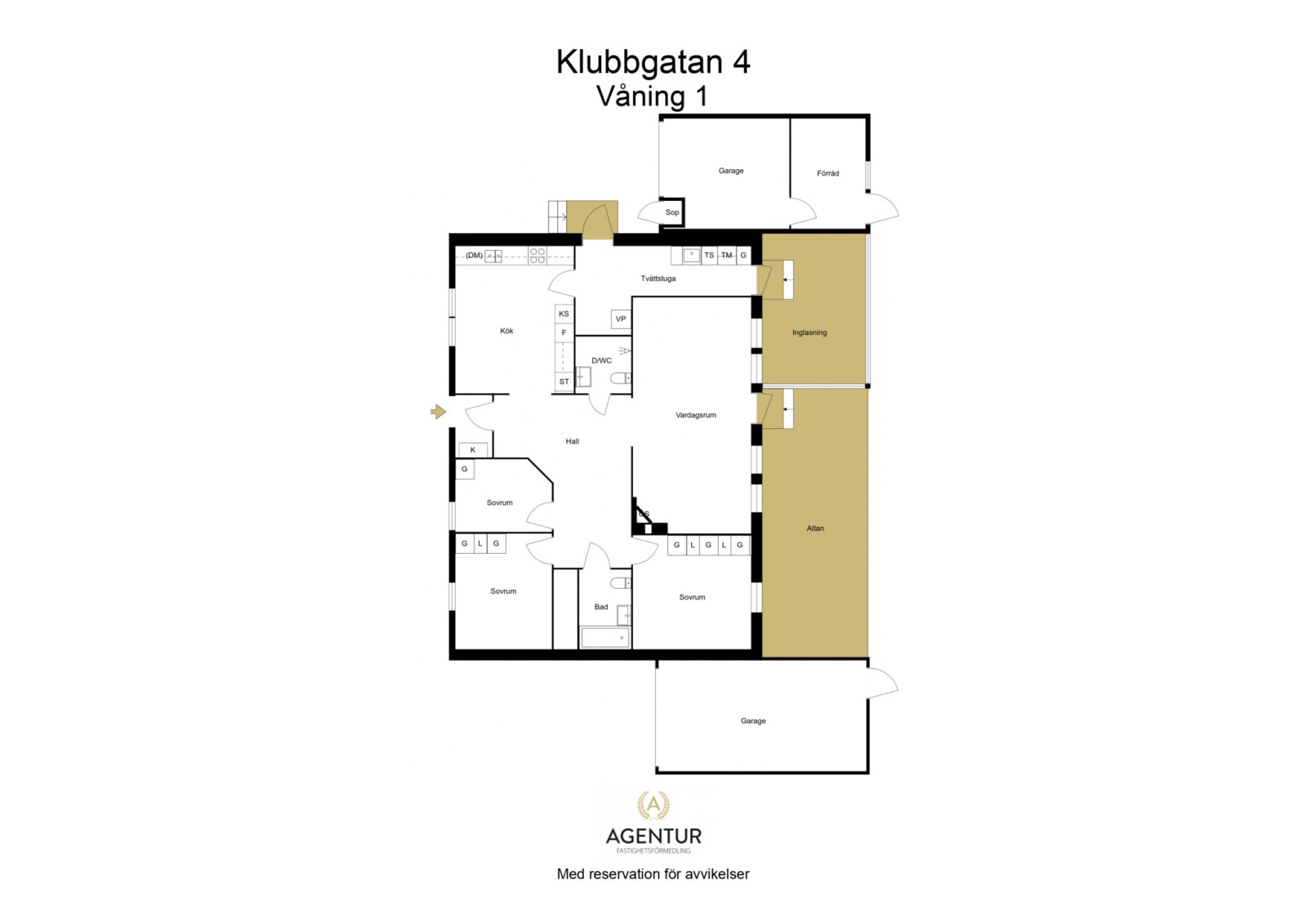 2D Floor Plan - Våning 1 - Letterhead Klubbgatan 4