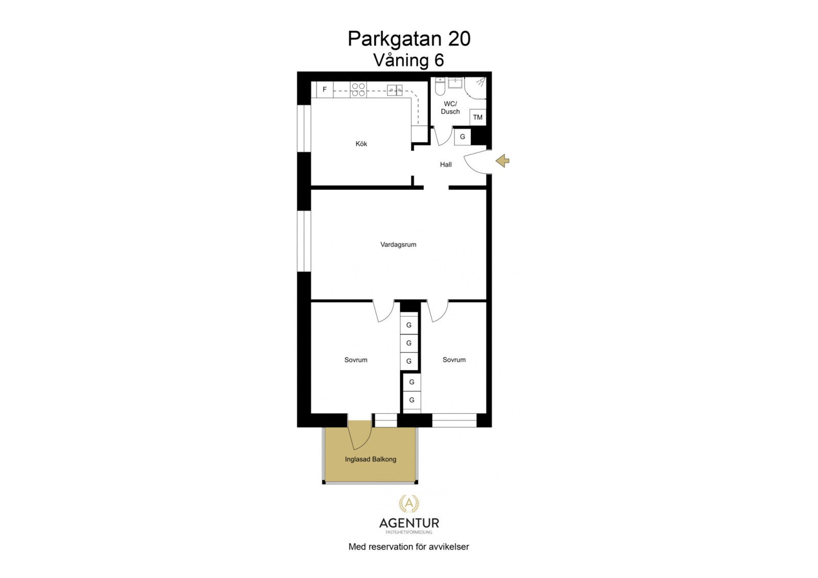 2D Floor Plan - Våning 6 - Letterhead Parkgatan 20