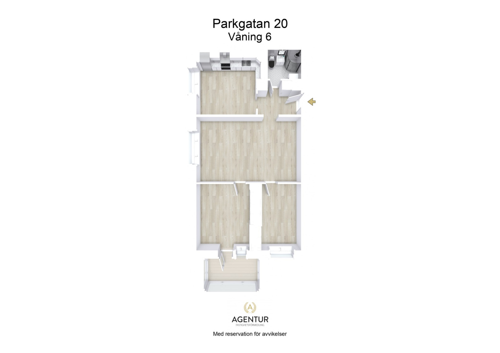 3D Floor Plan - Våning 6 - Letterhead Parkgatan 20