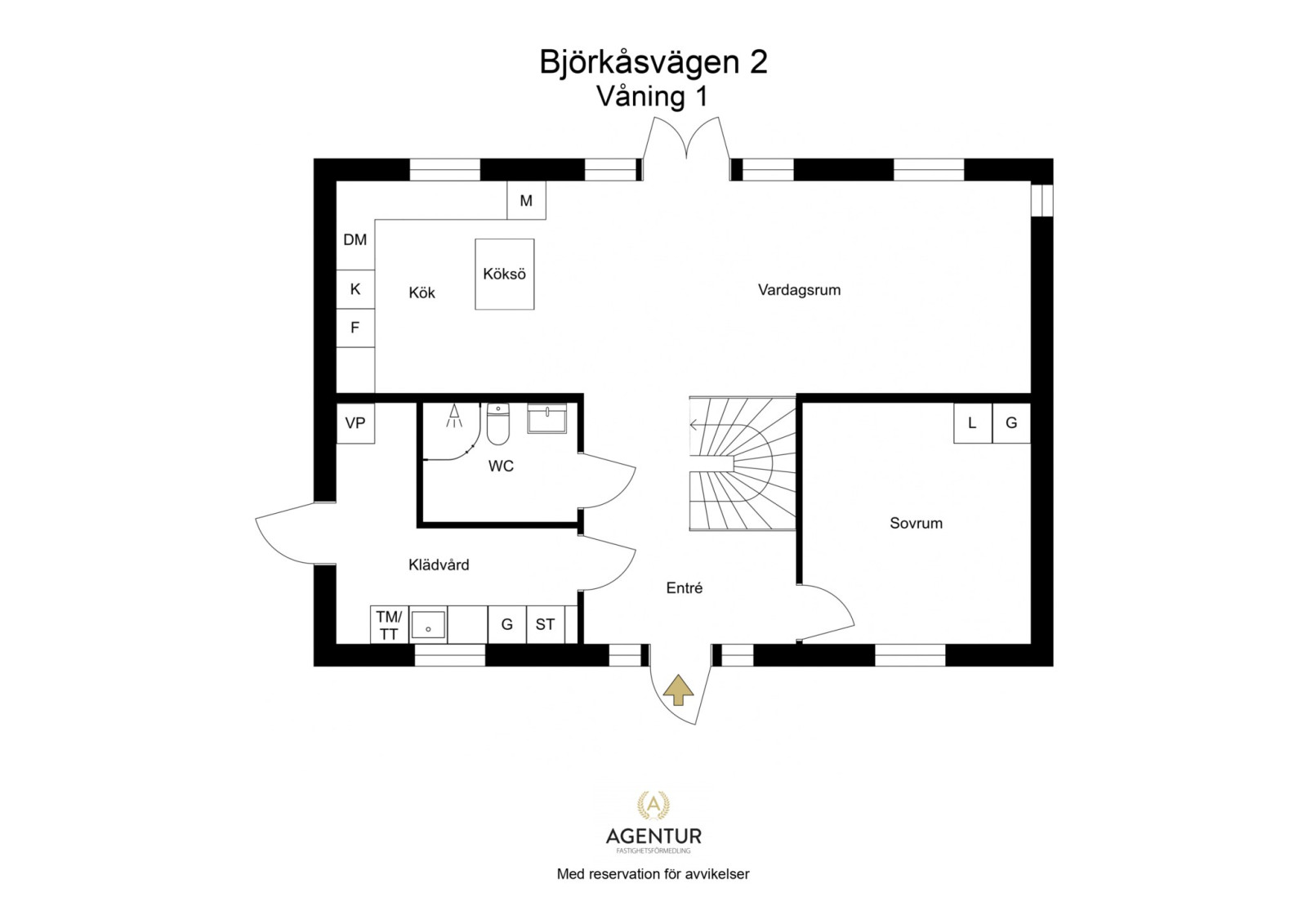 2D Floor Plan - Våning 1 - Letterhead Björkåsvägen 2