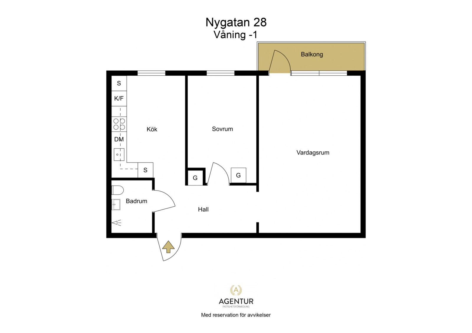 2D Floor Plan - Våning -1 - Letterhead Nygatan 28