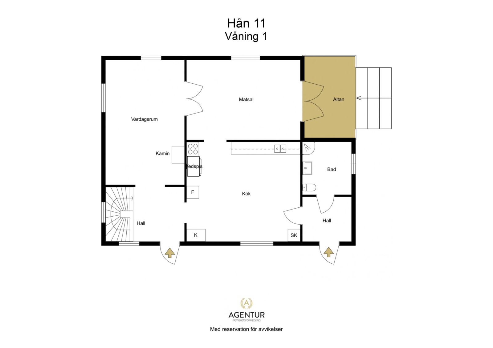 2D Floor Plan - Våning 1 - Letterhead Hån 11