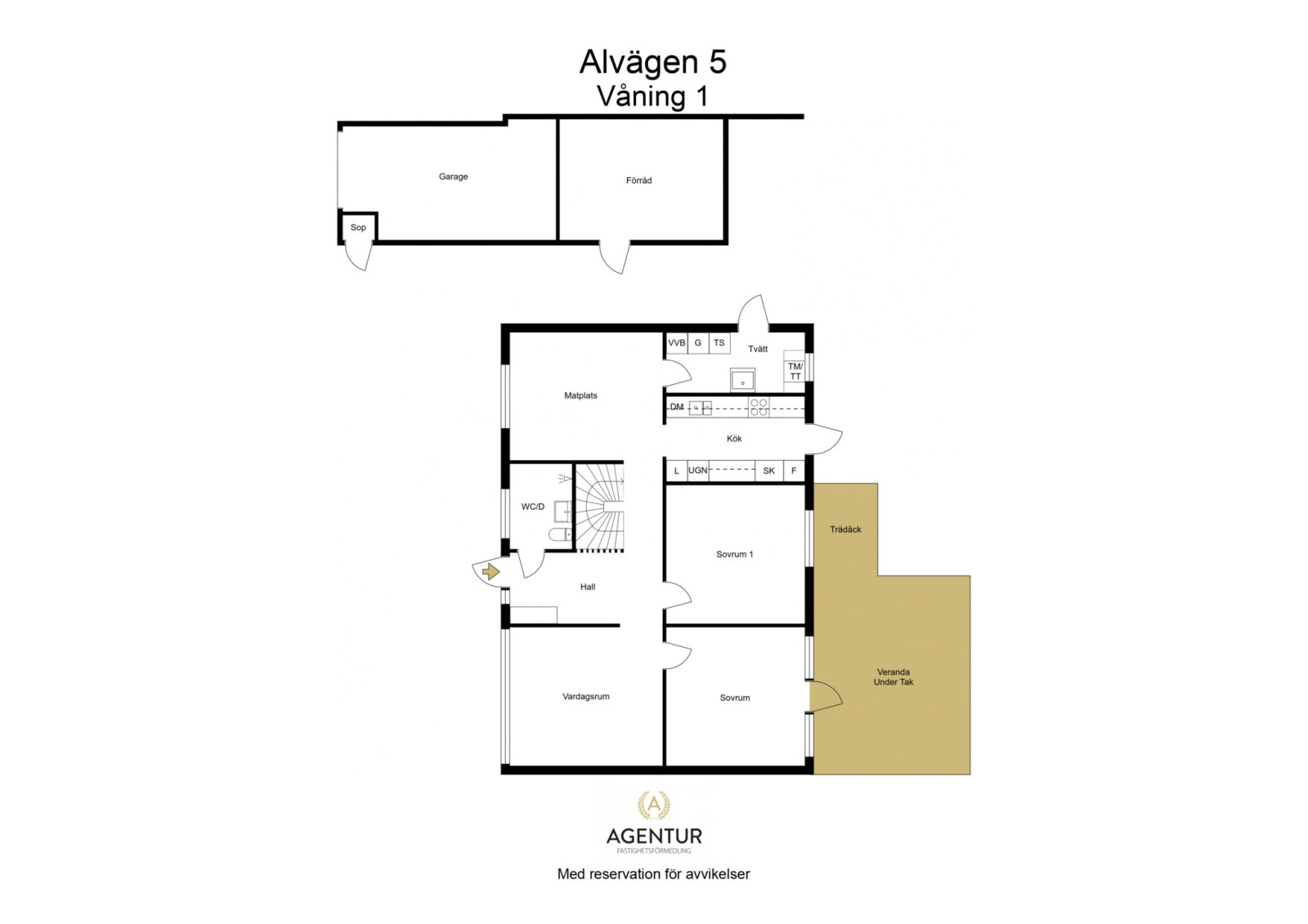2D Floor Plan - Våning 1 - Letterhead Alvägen 5