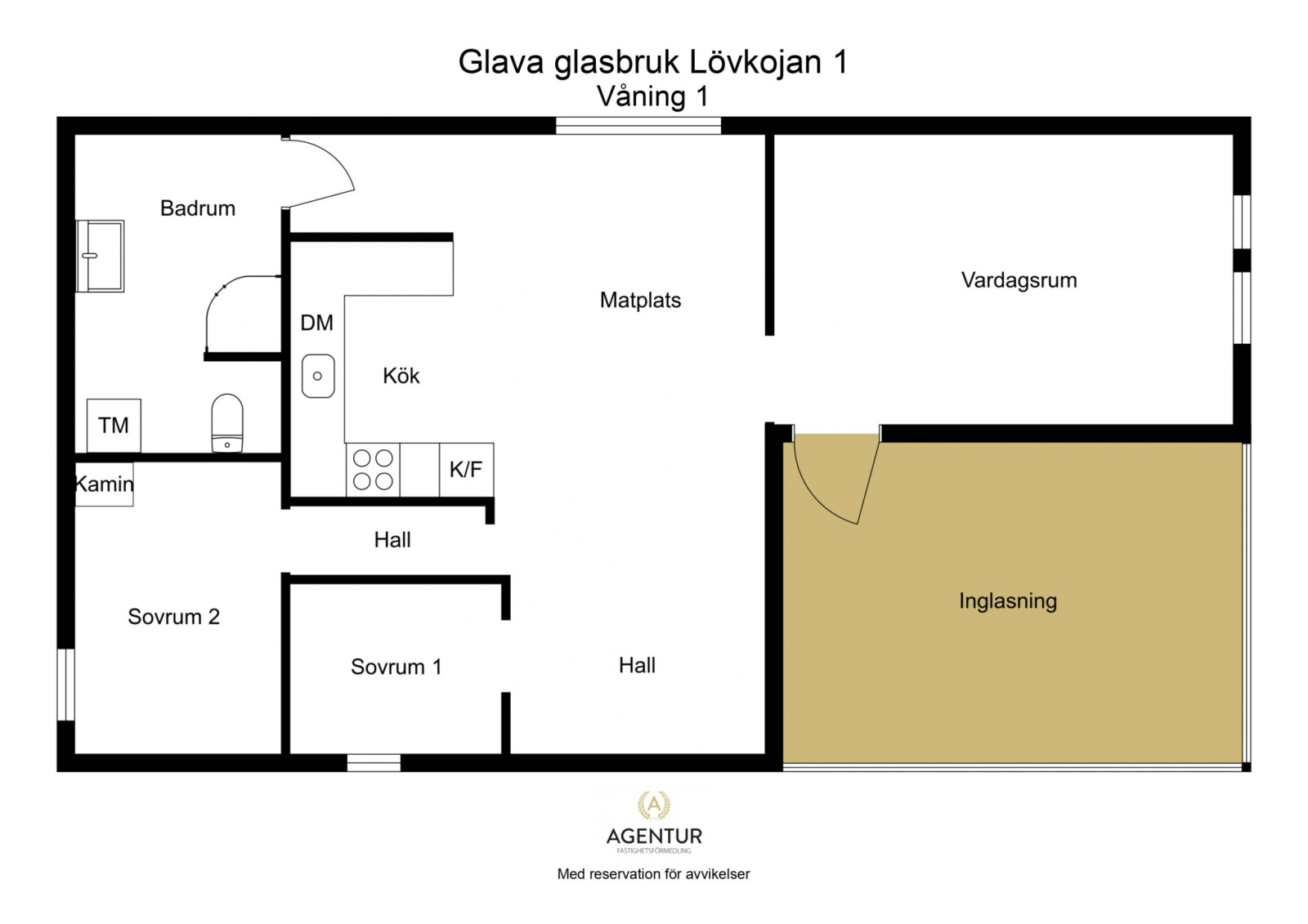 Planritning ej exakt, mer uppskattad Glava glasbruk Lövkojan 1