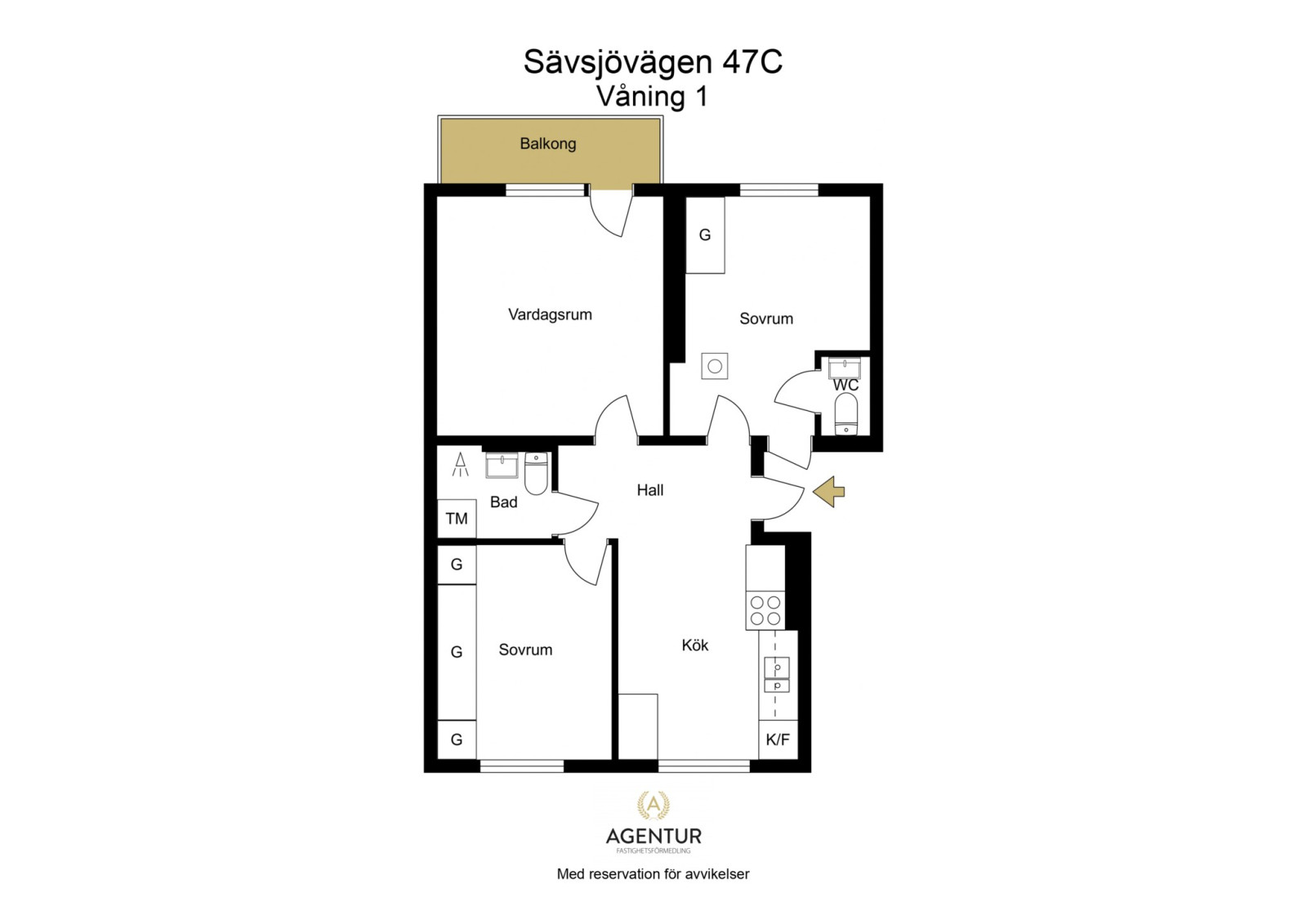 2D Floor Plan - Våning 1 - Letterhead Sävsjövägen 47C